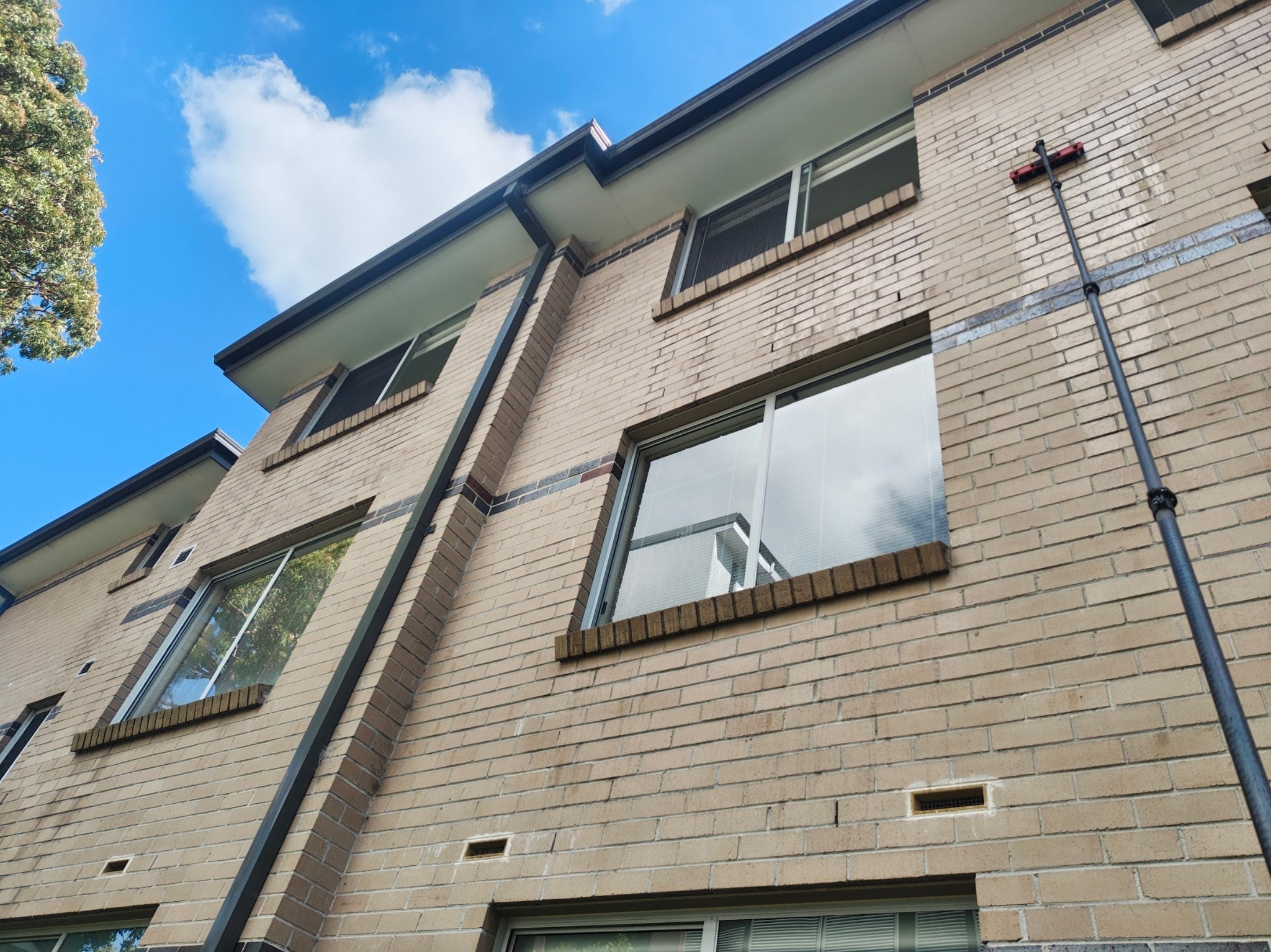 Friendly professional window cleaner working on residential property in Sydney